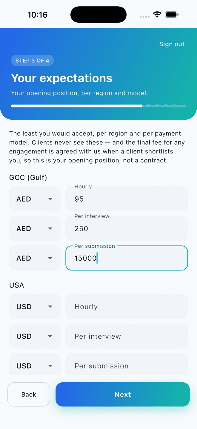 Rate expectations step in the Snappyhires app